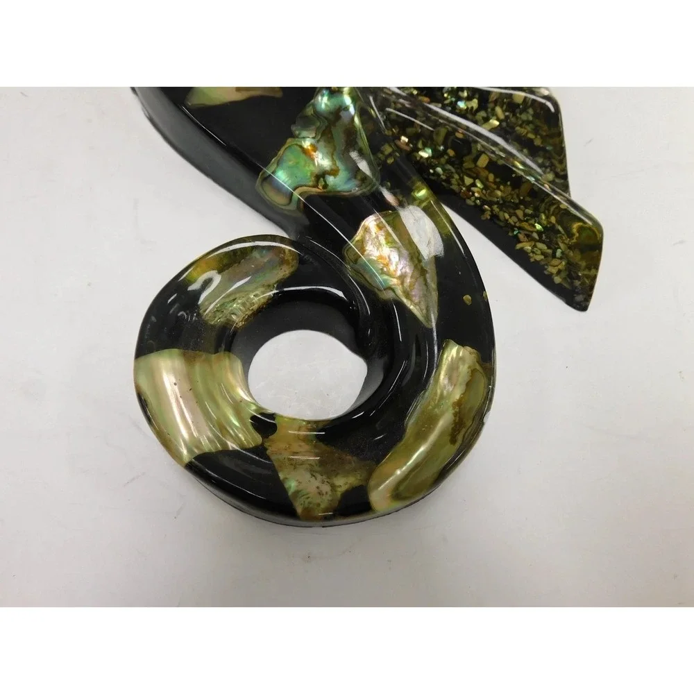 Bettys Shells Abalone Seahorse Wall Hanging Black Resin Coastal Decor DW752